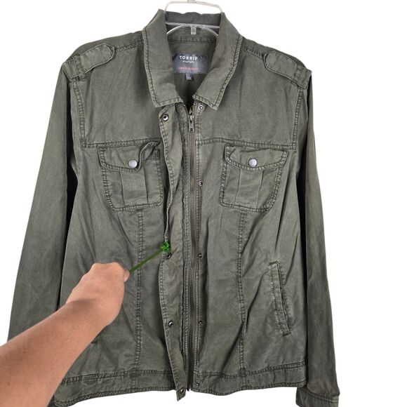 Torrid Olive Green Zip Snap Jacket Sz 2X Utility Lyocell Military Chic - Picture 3 of 8